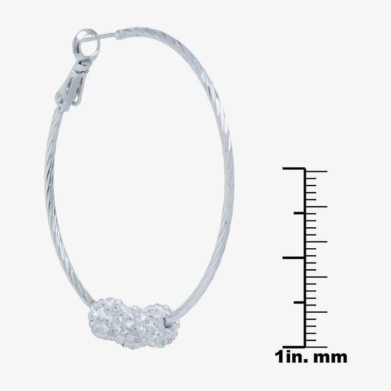 Sparkle Allure Womens Crystal 46.2mm Round Hoop Earrings