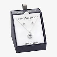 Sparkle Allure Womens White Cubic Zirconia Pure Silver Over Brass 2-pc. Jewelry Set