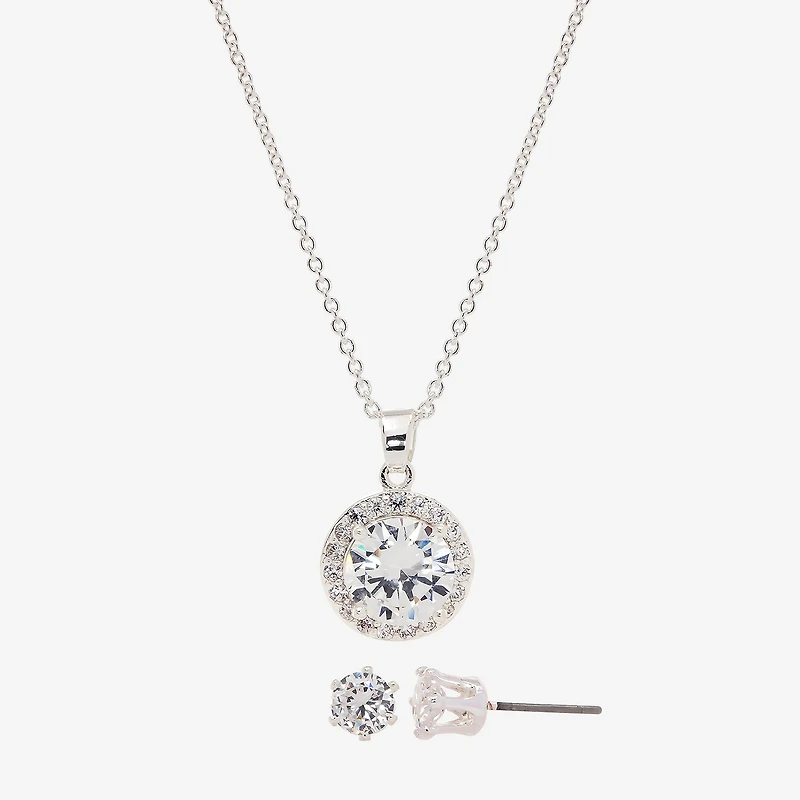 Sparkle Allure Womens White Cubic Zirconia Pure Silver Over Brass 2-pc. Jewelry Set