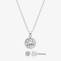 Sparkle Allure Womens White Cubic Zirconia Pure Silver Over Brass 2-pc. Jewelry Set