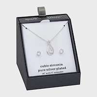Sparkle Allure Womens Cubic Zirconia Pure Silver Over Brass Infinity 2-pc. Jewelry Set