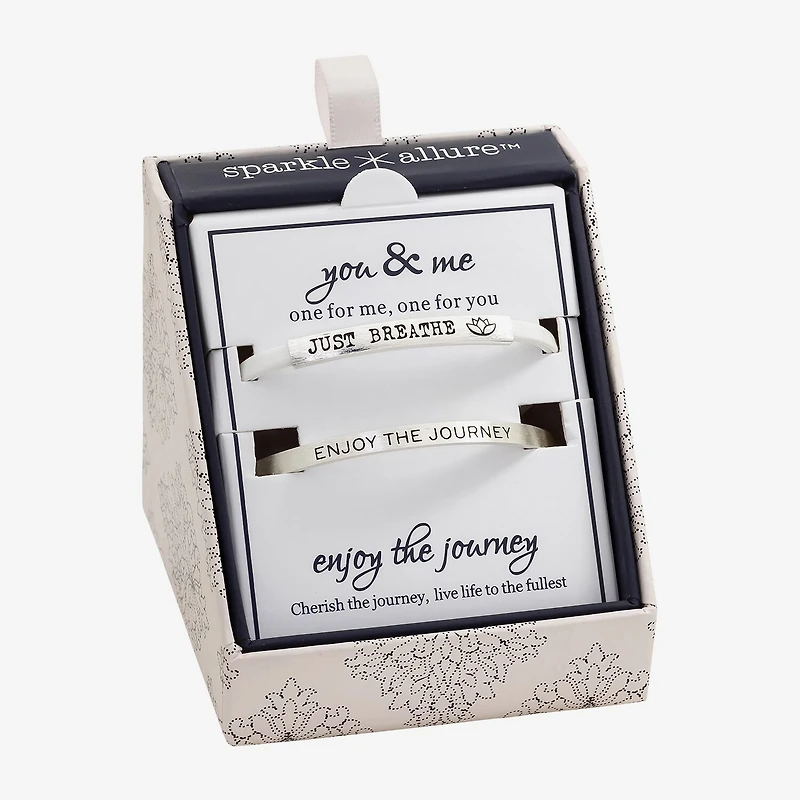 Sparkle Allure You & Me Womens 2-pc. Pure Silver Over Brass Bracelet Set