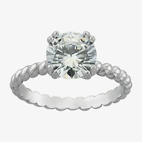 Silver Treasures Womens Cubic Zirconia Sterling Silver Solitaire Engagement Ring