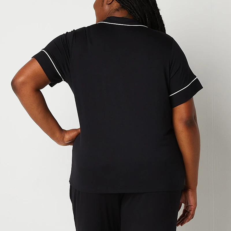Liz Claiborne Cool and Calm Womens Short Sleeve Plus Pajama Top