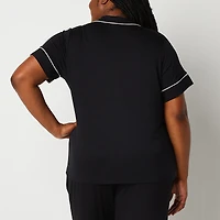 Liz Claiborne Cool and Calm Womens Short Sleeve Plus Pajama Top
