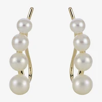 Cultured Freshwater Pearl and 14K Yellow Gold Climber Earrings