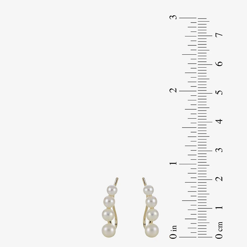 Cultured Freshwater Pearl and 14K Yellow Gold Climber Earrings