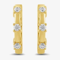 Womens Diamond Accent Lab Grown White Diamond Accent 10K Gold 10.4mm Hoop Earrings