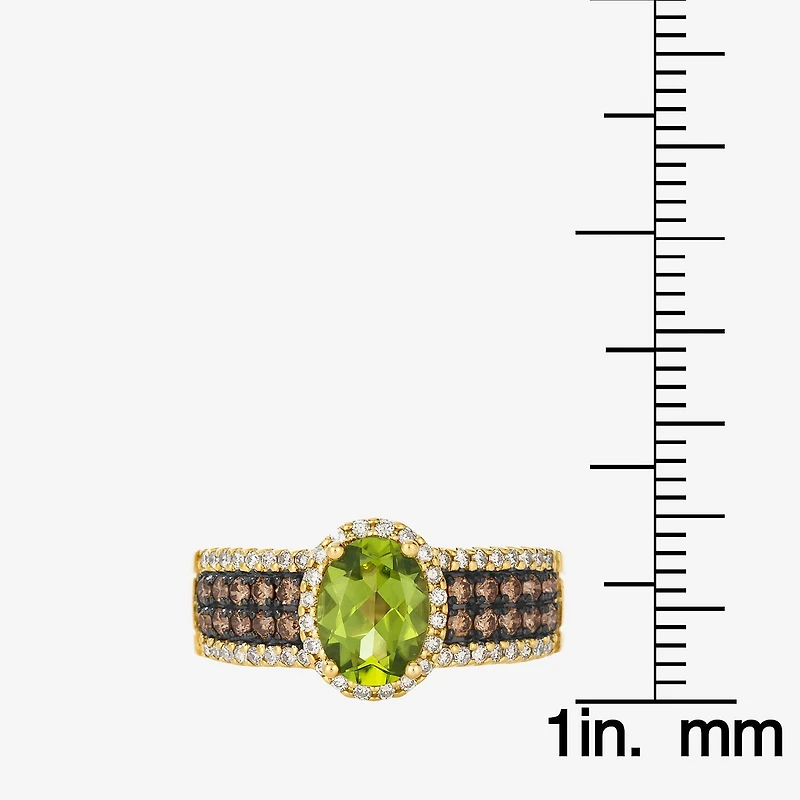 Le Vian® Ring featuring 1 1/6 cts. Green Apple Peridot™, 1/3 cts. Chocolate Diamonds®, 1/4 cts. Nude Diamonds™ set in 14K Honey Gold™