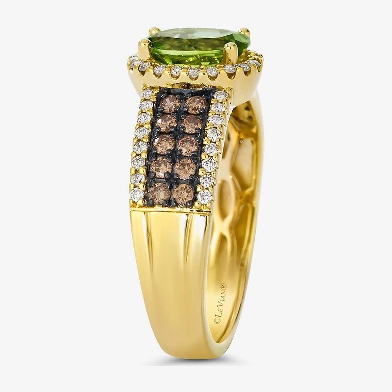 Le Vian® Ring featuring 1 1/6 cts. Green Apple Peridot™, 1/3 cts. Chocolate Diamonds®, 1/4 cts. Nude Diamonds™ set in 14K Honey Gold™
