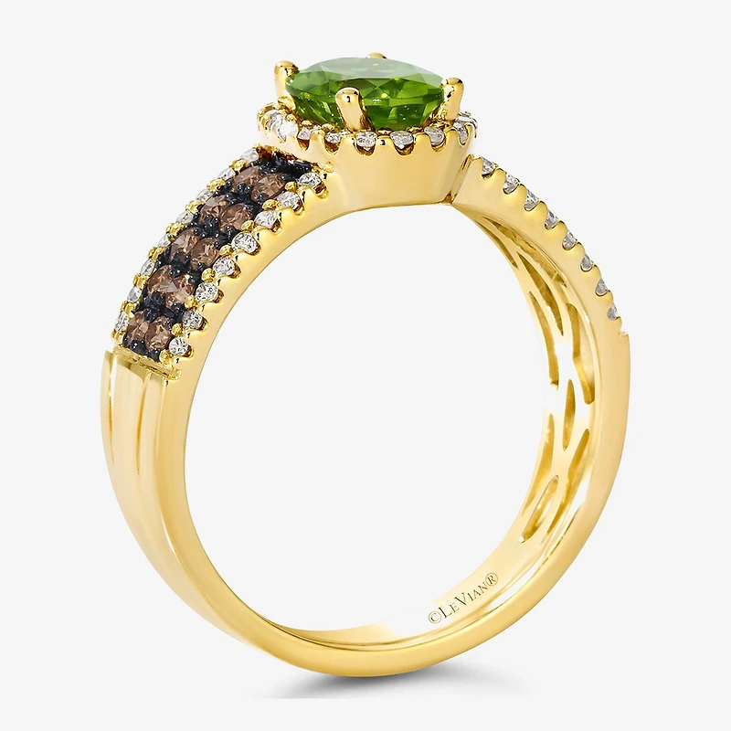 Le Vian® Ring featuring 1 1/6 cts. Green Apple Peridot™, 1/3 cts. Chocolate Diamonds®, 1/4 cts. Nude Diamonds™ set in 14K Honey Gold™