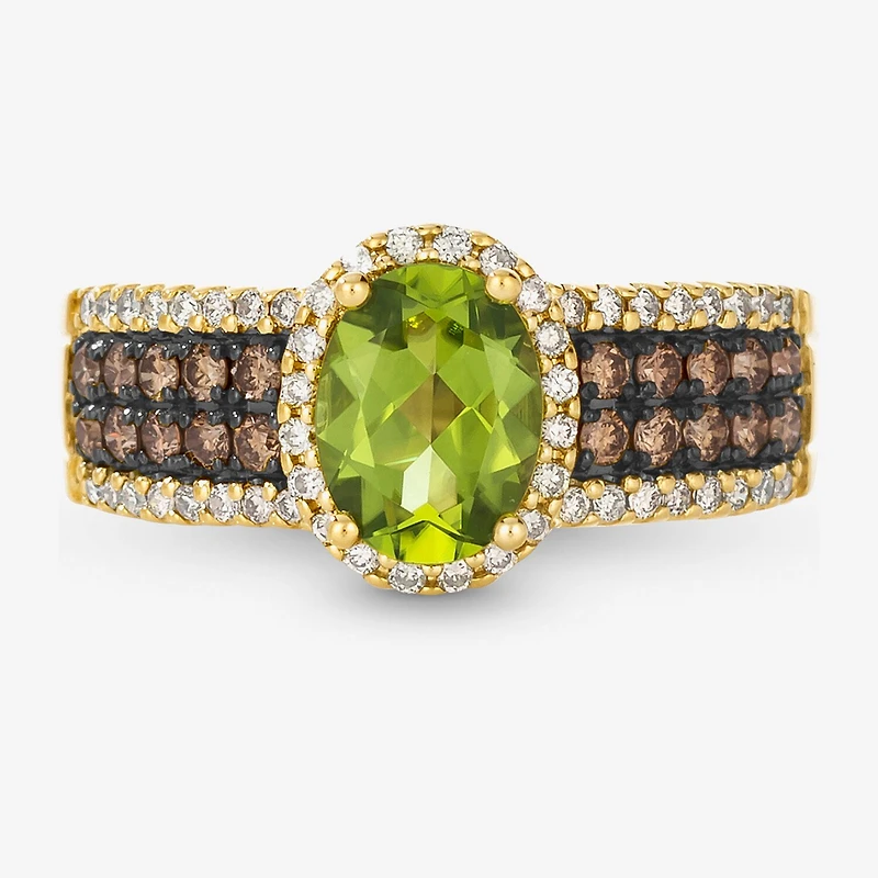Le Vian® Ring featuring 1 1/6 cts. Green Apple Peridot™, 1/3 cts. Chocolate Diamonds®, 1/4 cts. Nude Diamonds™ set in 14K Honey Gold™