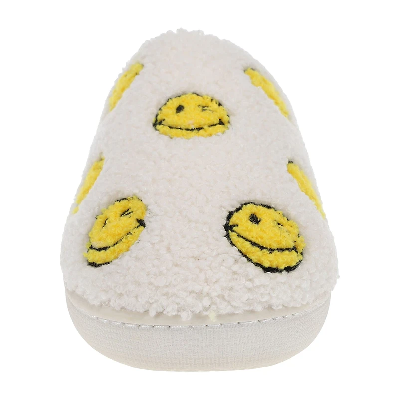Joe Boxer Sherpa With Multi Happy Face Womens Memory Foam Clog Slippers