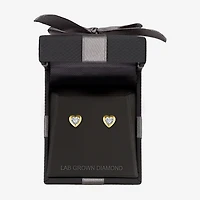 (G-H / I1-I2) 1/10 CT. T.W. Lab Grown White Diamond 14K Gold Over Silver 7.5mm Heart Stud Earrings