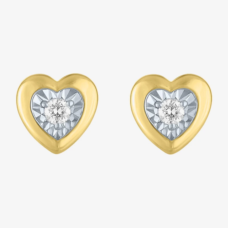 (G-H / I1-I2) 1/10 CT. T.W. Lab Grown White Diamond 14K Gold Over Silver 7.5mm Heart Stud Earrings