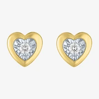 (G-H / I1-I2) 1/10 CT. T.W. Lab Grown White Diamond 14K Gold Over Silver 7.5mm Heart Stud Earrings
