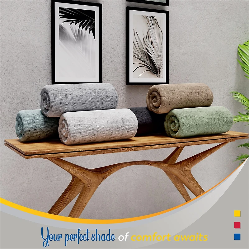 Color Sense 100% Cotton Basket Blanket Set