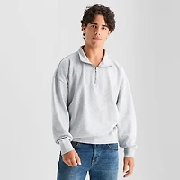 Arizona Mens Mock Neck Long Sleeve Quarter-Zip Pullover