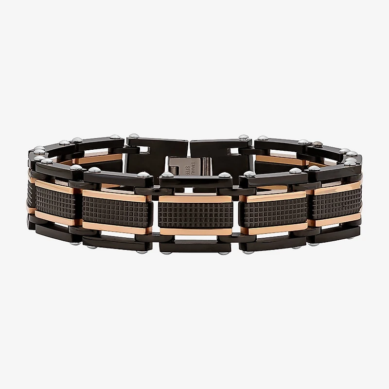 Mens Two-Tone Stainless Steel Chain Bracelet