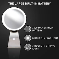 NuBrilliance Cordless 8'' Diameter 5X Rechargeable Magnification Mirror