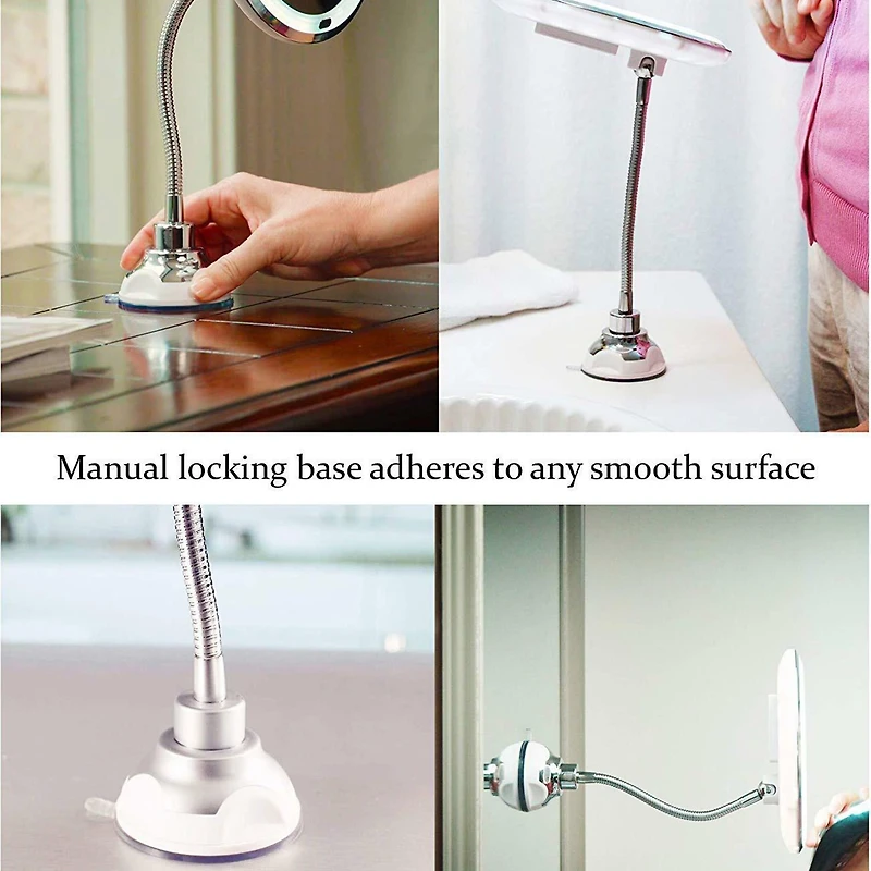 My Flexible Illuminated 5X Magnification Mirror with Bendable Neck and Suctions to Flat Surfaces