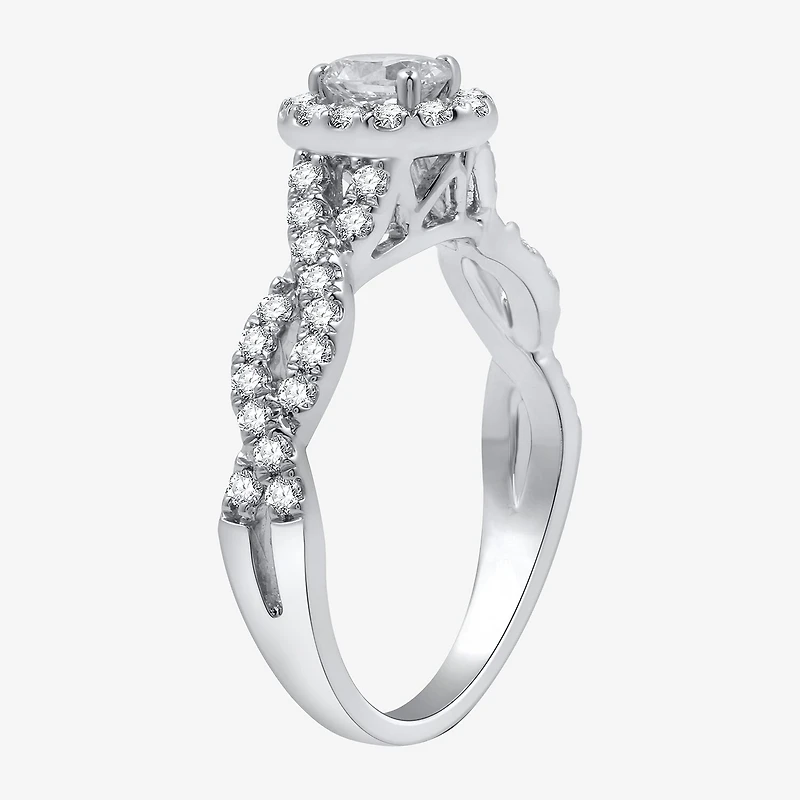 I Said Yes (H-I / I1) Womens 1 CT. T.W. Lab Grown White Diamond Sterling Silver or 14K Gold Over Oval Side Stone Halo Bridal Set