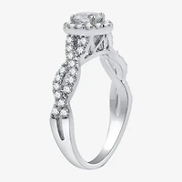 I Said Yes (H-I / I1) Womens 1 CT. T.W. Lab Grown White Diamond Sterling Silver or 14K Gold Over Oval Side Stone Halo Bridal Set