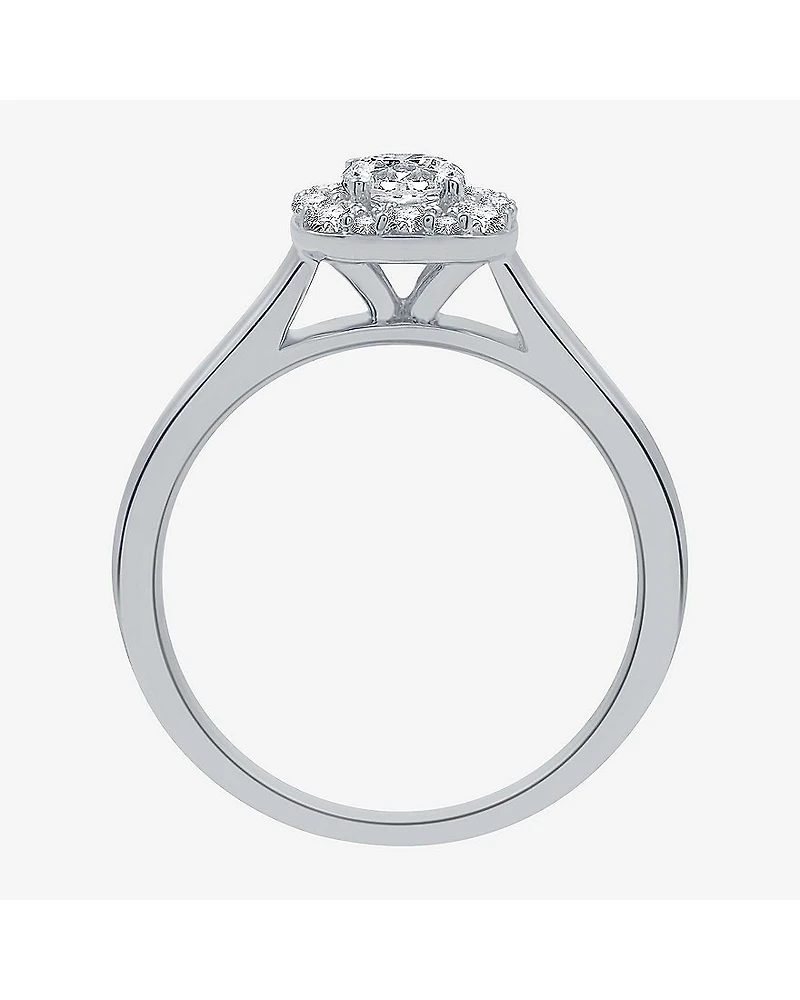 (H-I / I1) I Said Yes Womens 1 CT. T.W. Lab Grown White Diamond Sterling Silver or 14K Gold Over Silver Cushion Halo Bridal Set
