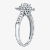 I Said Yes (H-I / I1) Womens 3/4 CT. T.W. Lab Grown White Diamond Sterling Silver or 14K Gold Over Pear Side Stone Halo Engagement Ring
