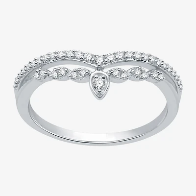 I Said Yes (H-I / I1) 1/5 CT. T.W. Lab Grown White Diamond Sterling Silver or 14K Gold Over Chevron Wedding Band