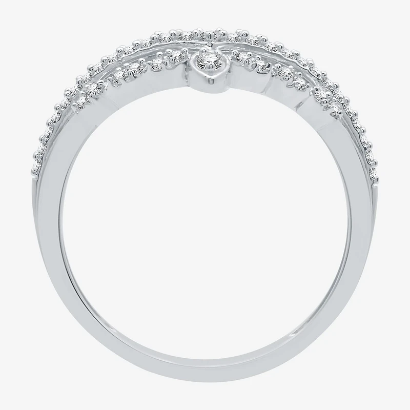 I Said Yes (H-I / I1) 1/5 CT. T.W. Lab Grown White Diamond Sterling Silver or 14K Gold Over Chevron Wedding Band