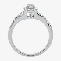 I Said Yes (H-I / I1) Womens 1/2 CT. T.W. Lab Grown White Diamond Sterling Silver or 14K Gold Over Side Stone Halo Engagement Ring