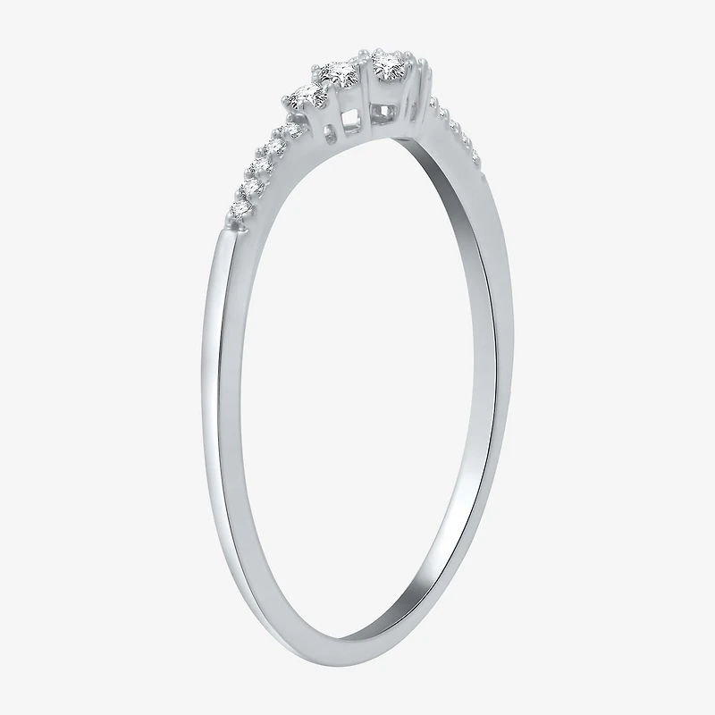 I Said Yes (H-I / I1) 1/10 CT. T.W. Lab Grown White Diamond Sterling Silver or 14K Gold Over Curved Chevron Wedding Band