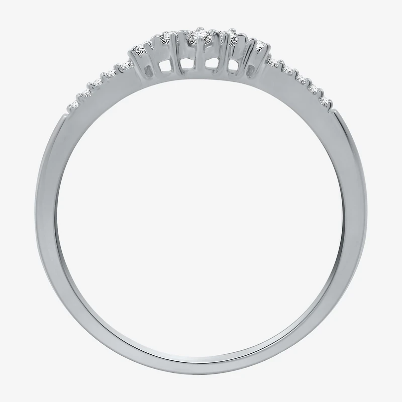 I Said Yes (H-I / I1) 1/10 CT. T.W. Lab Grown White Diamond Sterling Silver or 14K Gold Over Curved Chevron Wedding Band