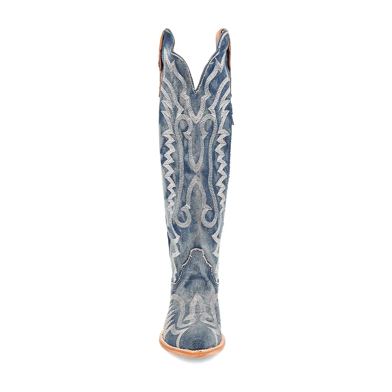 Dan Post Womens Denim Darlin' Stacked Heel Cowboy Boots