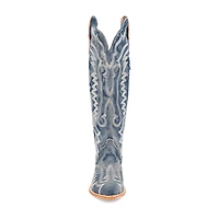 Dan Post Womens Denim Darlin' Stacked Heel Cowboy Boots