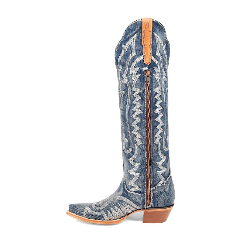 Dan Post Womens Denim Darlin' Stacked Heel Cowboy Boots
