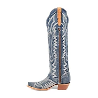 Dan Post Womens Denim Darlin' Stacked Heel Cowboy Boots