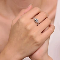 Womens 1/5 CT. Genuine Blue Aquamarine 10K Gold Halo Crossover Cocktail Ring