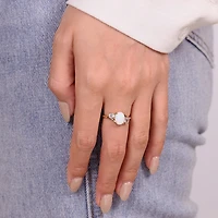 Womens Genuine Semi Precious Stone Sterling Silver Oval 3-Stone Cocktail Ring