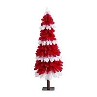 Nearly Natural Pre-Lit Artificial Peppermint 150 Microdot Led Lights 5 Foot Pre-Lit Fir Christmas Tree
