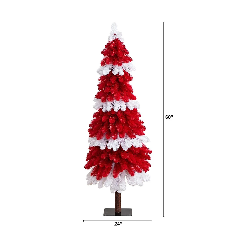 Nearly Natural Pre-Lit Artificial Peppermint 150 Microdot Led Lights 5 Foot Pre-Lit Fir Christmas Tree