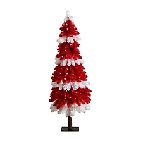 Nearly Natural Pre-Lit Artificial Peppermint 150 Microdot Led Lights 5 Foot Pre-Lit Fir Christmas Tree