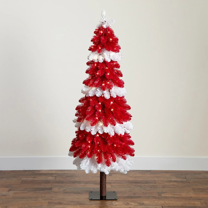 Nearly Natural Pre-Lit Artificial Peppermint 150 Microdot Led Lights 5 Foot Pre-Lit Fir Christmas Tree