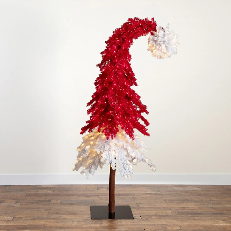 Nearly Natural 7ft Red Santa’S Hat 500 Led Lights And 1272 Bendable Branches 7 Foot Pre-Lit Fir Christmas Tree