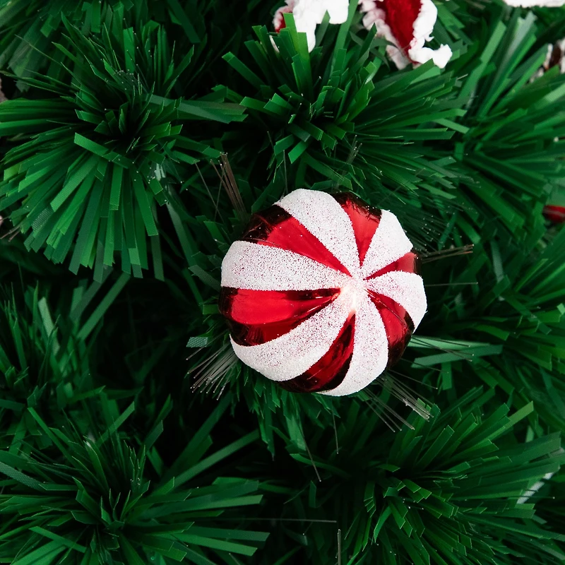 Nearly Natural Pre-Lit Fiber Optic Ornaments Poinsettia And Star Topper 2 Foot Pre-Lit Potted Fir Christmas Tree