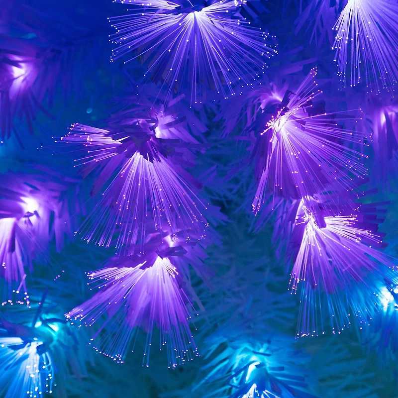 Nearly Natural Pre-Lit Fiber Optic Artificial White With Star Tree Topper 6 Foot Pre-Lit Fir Christmas Tree