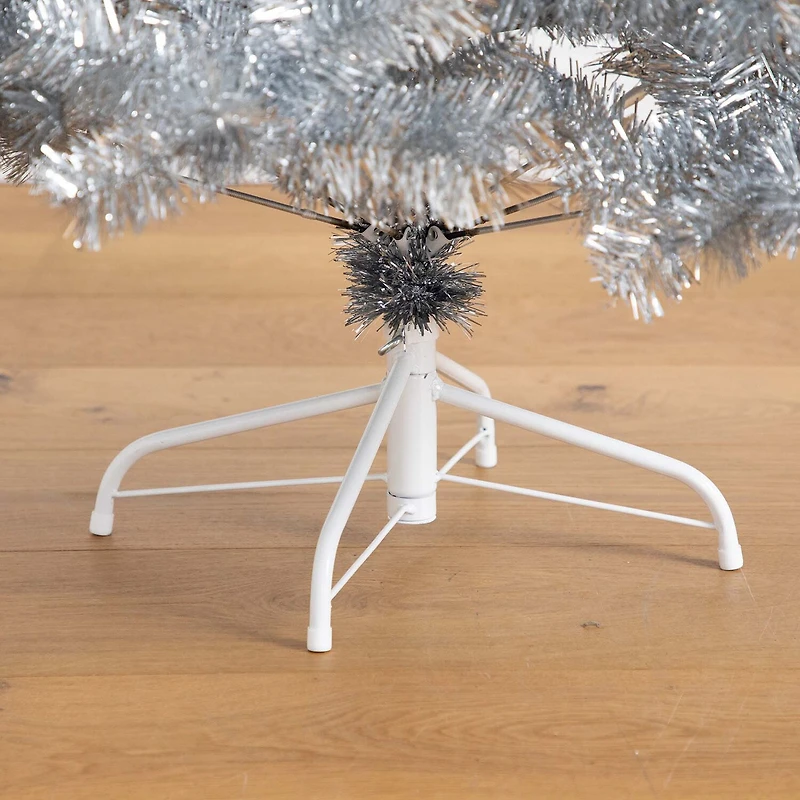 Nearly Natural Artificial Silver Tinsel Holiday Santa'S Hat With Star Topper 5 Foot Fir Christmas Tree