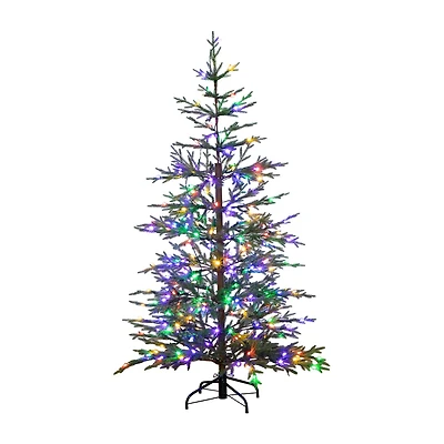 Nearly Natural Pre-Lit Artificial Natural Fresh Cut Fir With Instant Connect Technology And 230 Color Changing Led Dewdrop Lights 6 Foot Pre-Lit Fir Christmas Tree