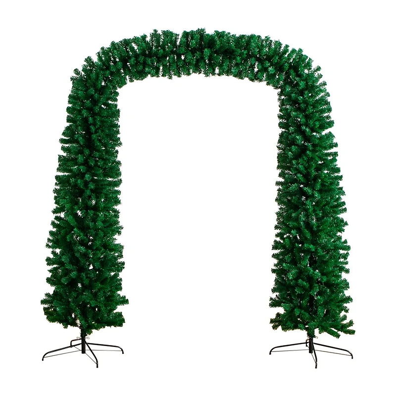 Nearly Natural Pre-Lit Artificial Green Christmas Pine Archway With 650 Multifunction Warm White Led Lights 8 Foot Pre-Lit Multi-Function Lights Pine Christmas Tree